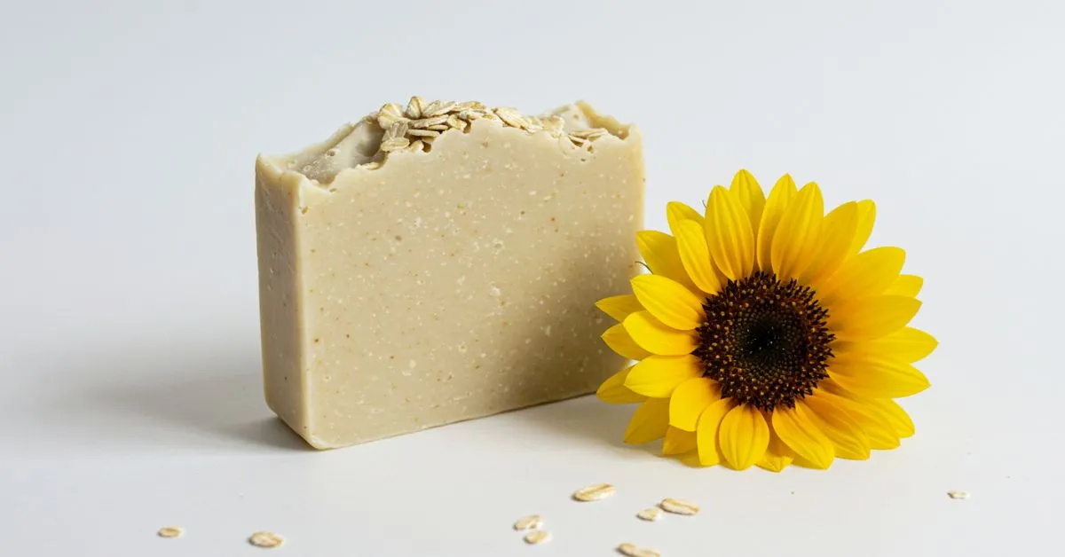 Sabonete natural vegano de aveia em forma artesanal